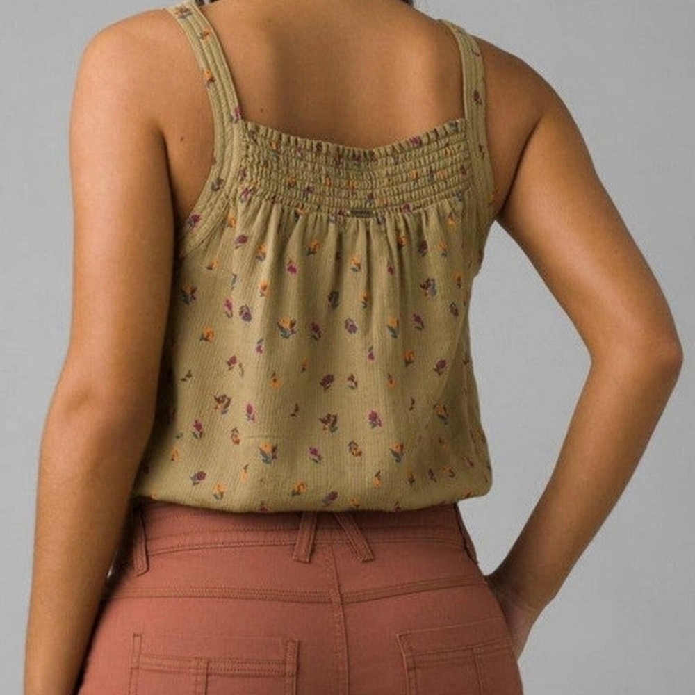 Prana Women's Size XL Little Palm Cami Sweet Grass Meadow Floral Cotton Top NWT - Picture 2 of 13